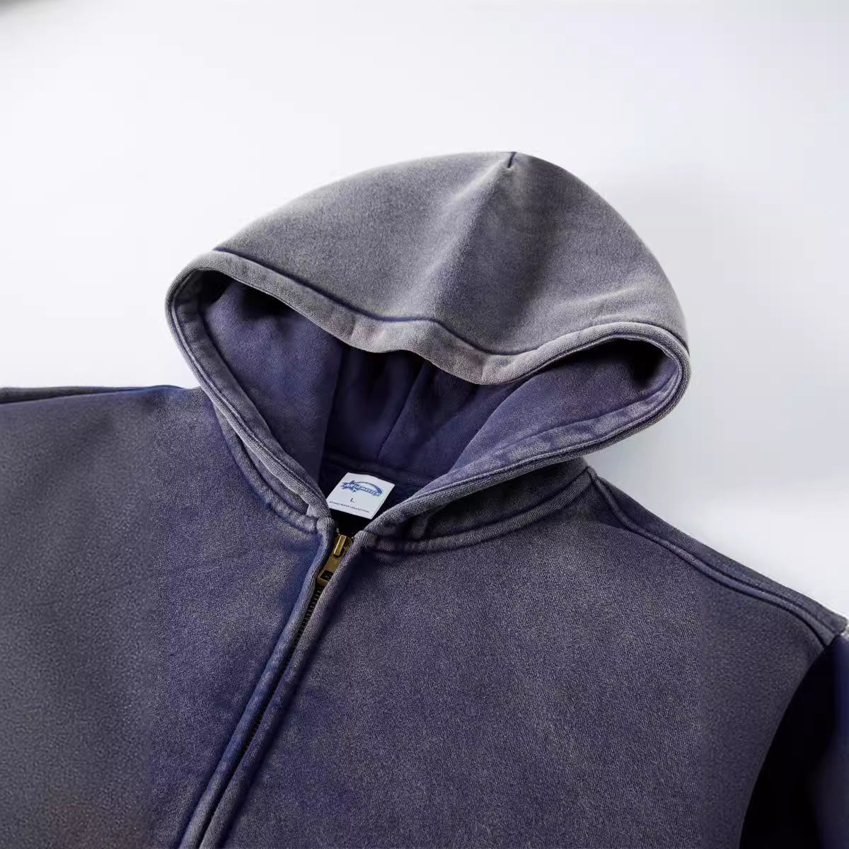 Men's Distressed Fleece Hoodie - Harajuku Style Zipper Sweatshirt