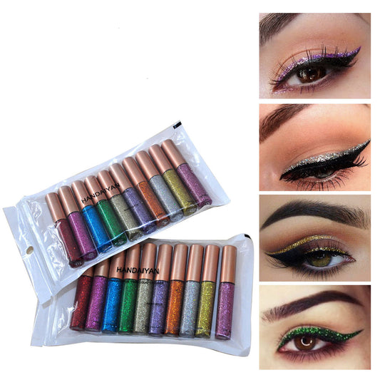 Harajuku Style Explosive Glitter Liquid Eyeliner Set - 10 Pack