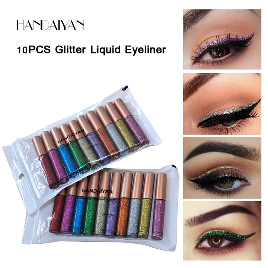 Harajuku Style Explosive Glitter Liquid Eyeliner Set - 10 Pack