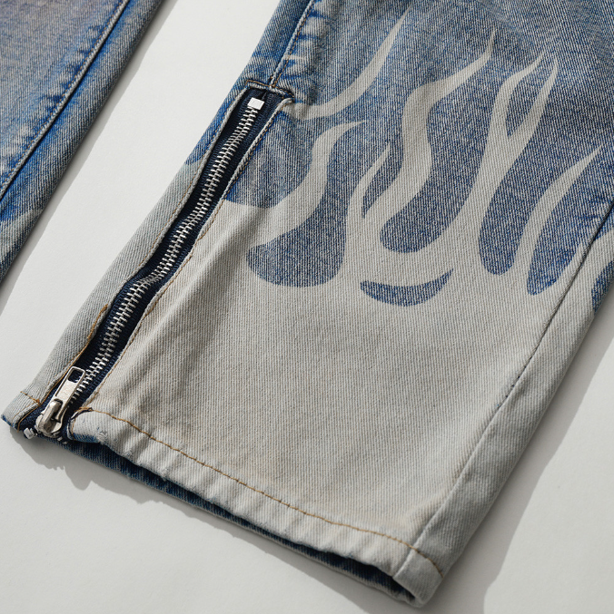 Harajuku Style Spray Painted Torn Jeans for Men