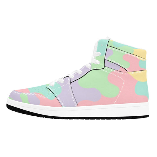 Harajuku Pastel Rainbow Camo Men's High Top Sneakers