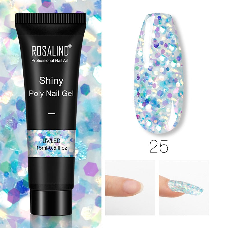 Glitter Poly Nail Gel Extension - 15ml Nail Polish for Manicure