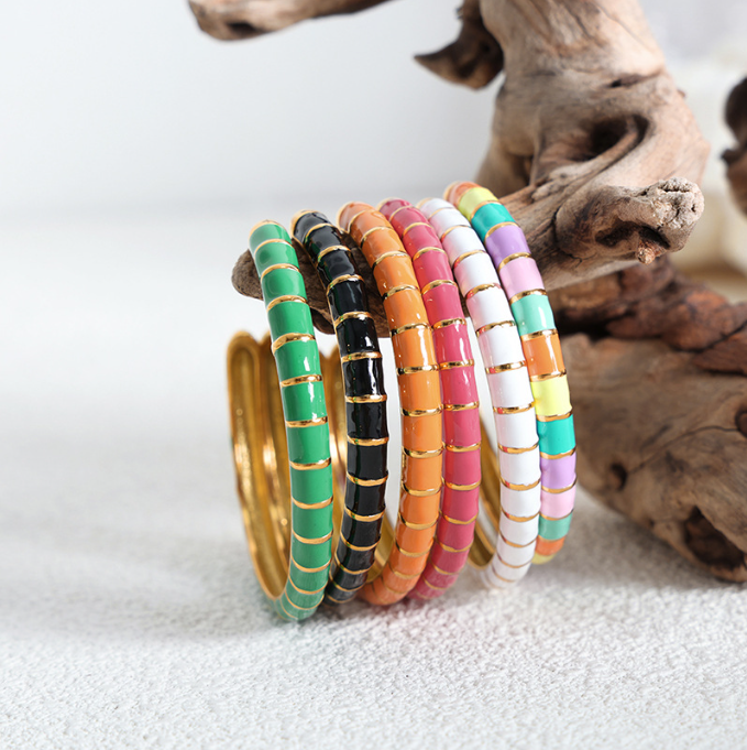Cute Colorful Macaron Titanium Steel Bracelet for Girls