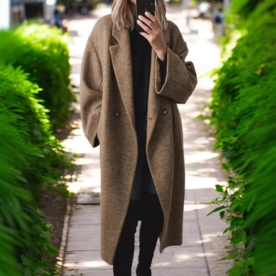 Harajuku Style Multi-Colored Woolen Long Windbreaker Jacket