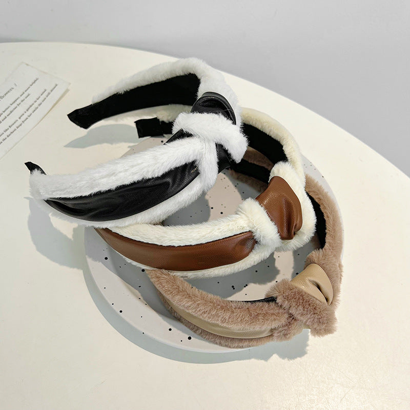 Vintage Rabbit Hair Imitation Leather Headband