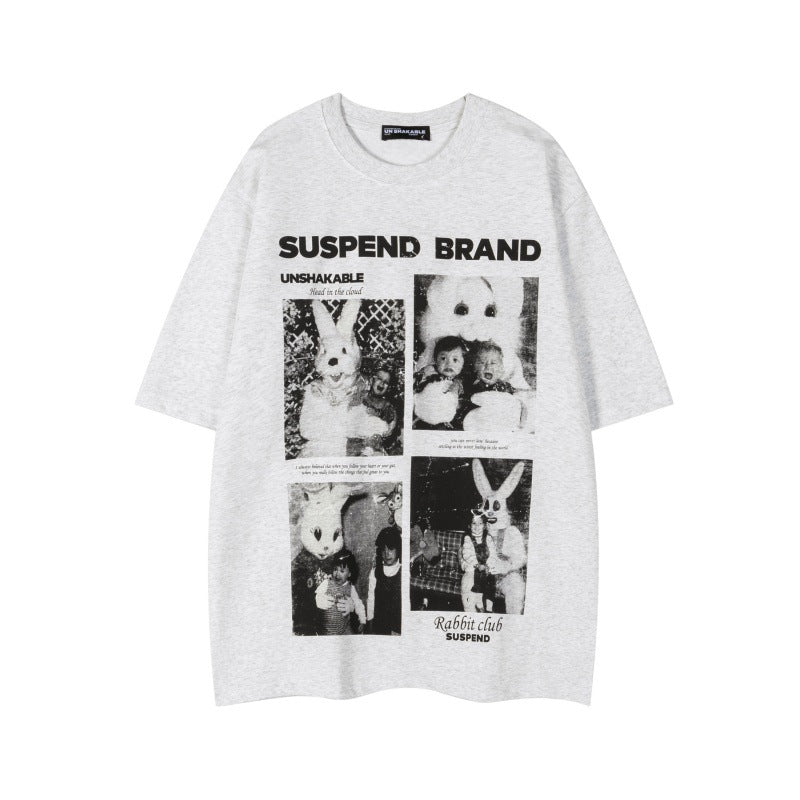 Harajuku Style Graffiti Portrait Print T-Shirt
