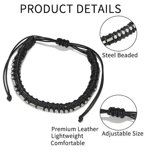 Harajuku Style Leather & Stainless Steel Alphanumeric Couple Bracelet
