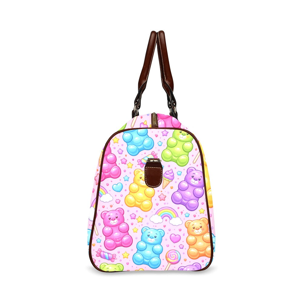 Harajuku Gummy Bear Pattern Travel Bag (Brown)