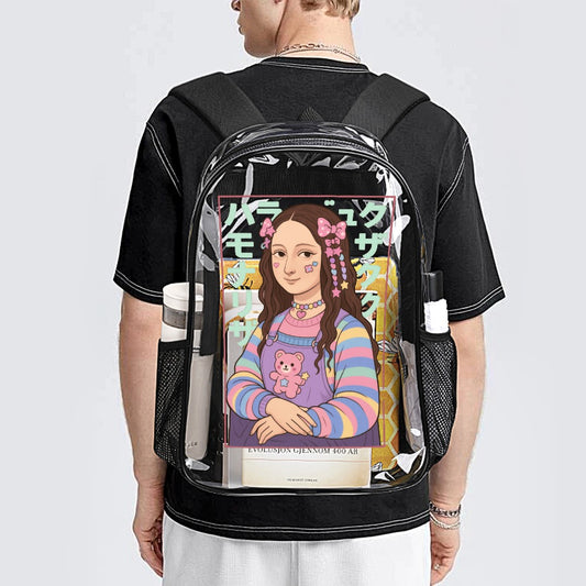 Harajuku Mona Lisa Transparent Backpack 17 Inch
