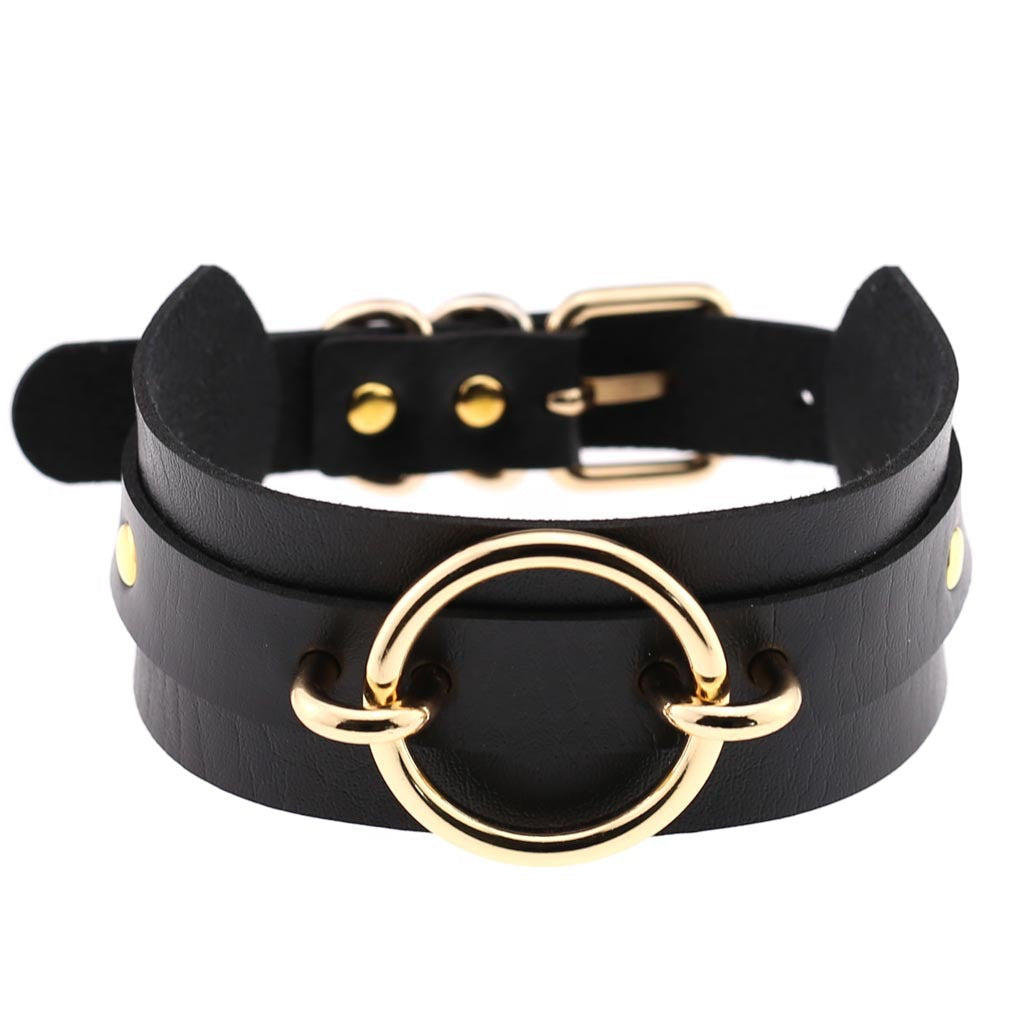 Harajuku Exaggerated PU Leather O-Ring Collar Necklace