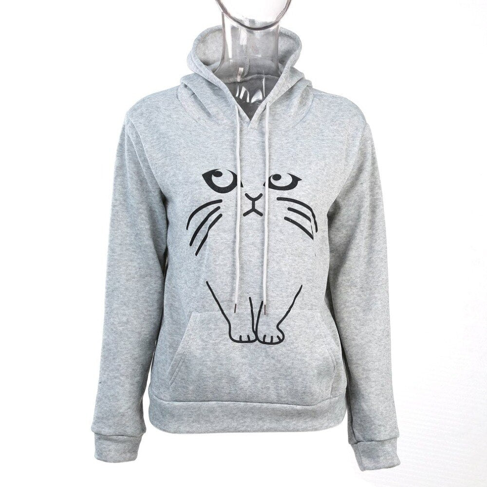 Playful Cat Ear Hoodie for Women - Harajuku Style Sweatshirt