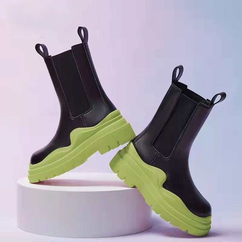 Women’s Chunky Heel Mid Calf Chelsea Boots