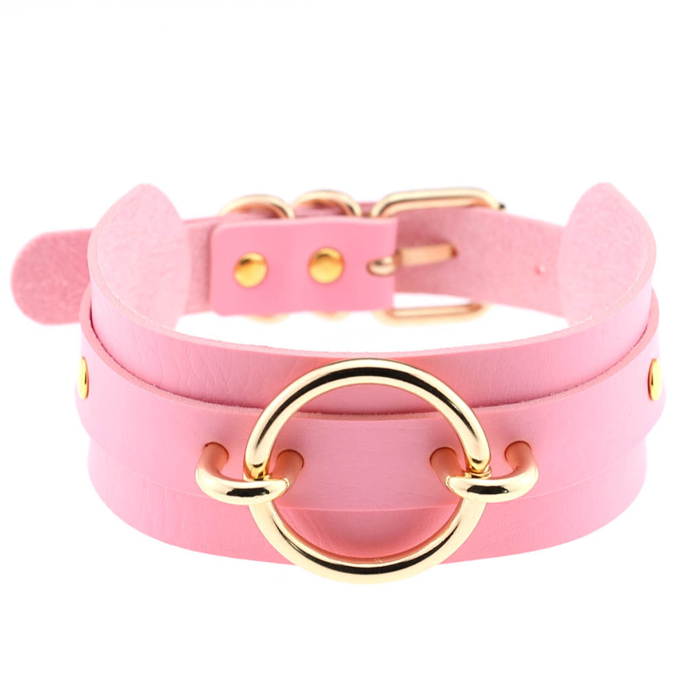 Harajuku Exaggerated PU Leather O-Ring Collar Necklace