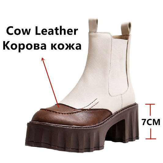 Harajuku Style Women Thick Heels Ankle Boots