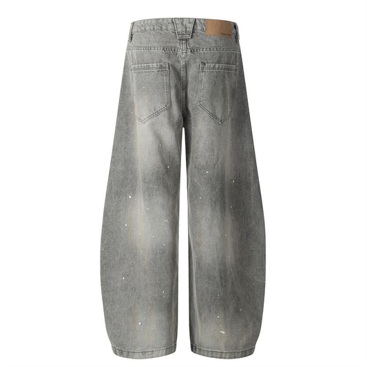 Playful Splatter Paint Tapered Jeans - Men's Loose Fit