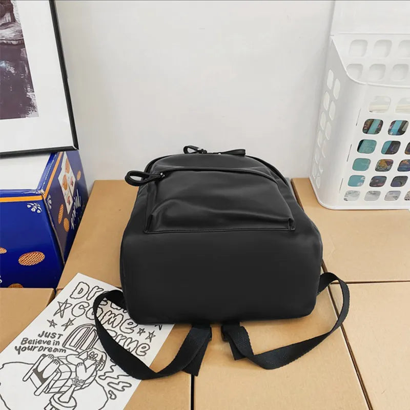 Harajuku PU Leather Zip Backpack