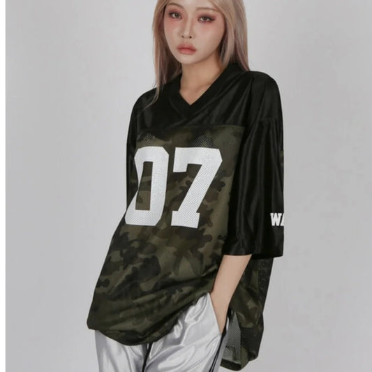 Retro V-Neck Camouflage T-Shirt