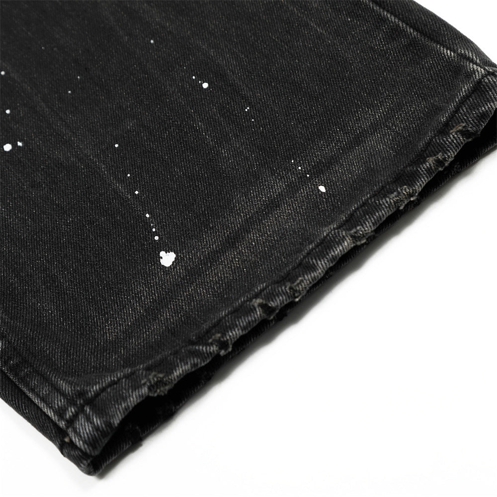Vintage Distressed Wide Leg Denim Trousers for Men