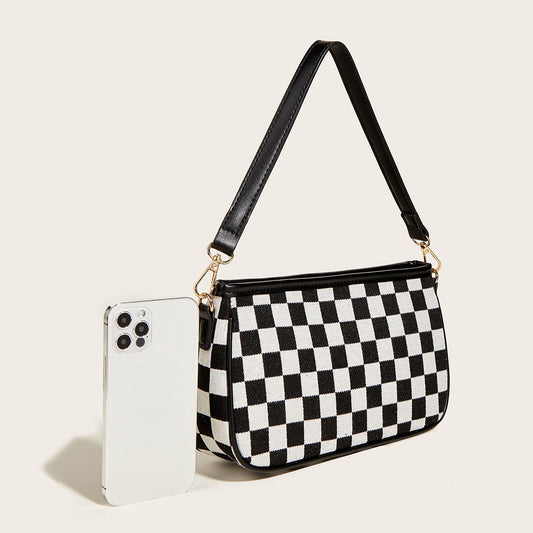 Harajuku Style Black and White Checkerboard Bag