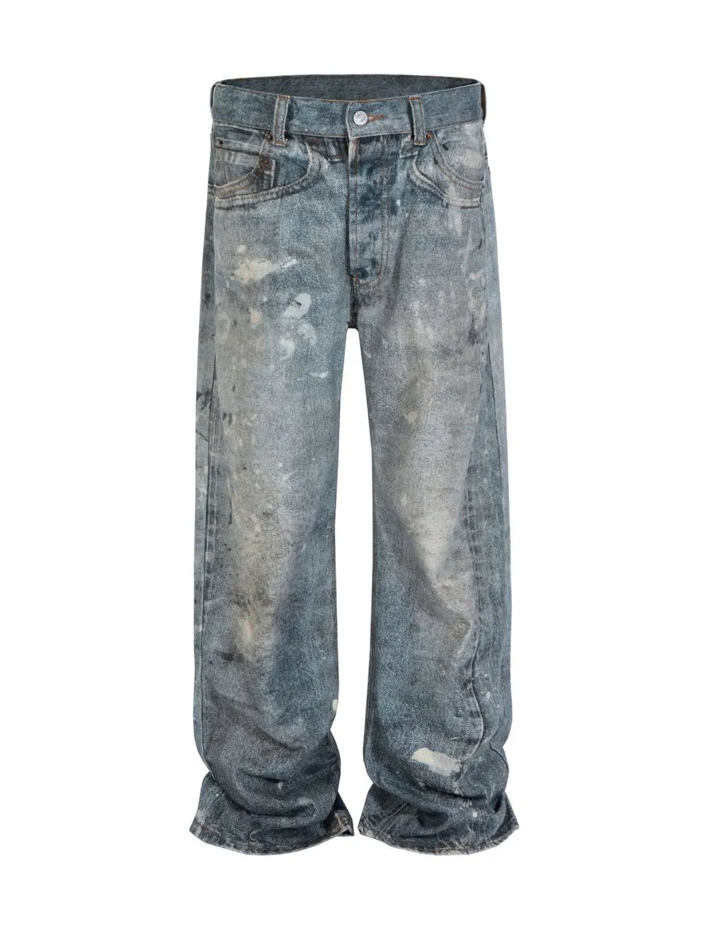 Men's Distressed Button Fly Straight Jeans