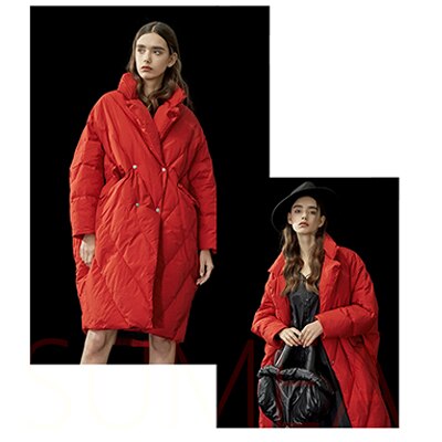 Harajuku Style Oversized Long Down Jacket for Women