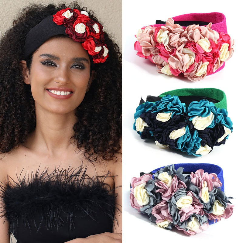 Handmade Fabric Side 3D Flower Headband