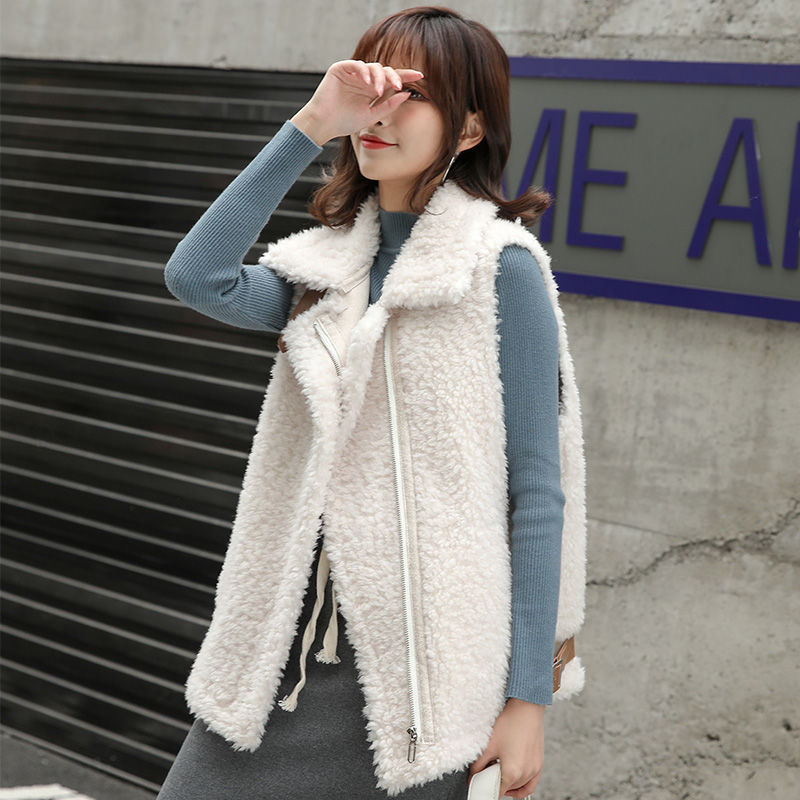 Korean Style Thickened Lamb Wool Vest for Students