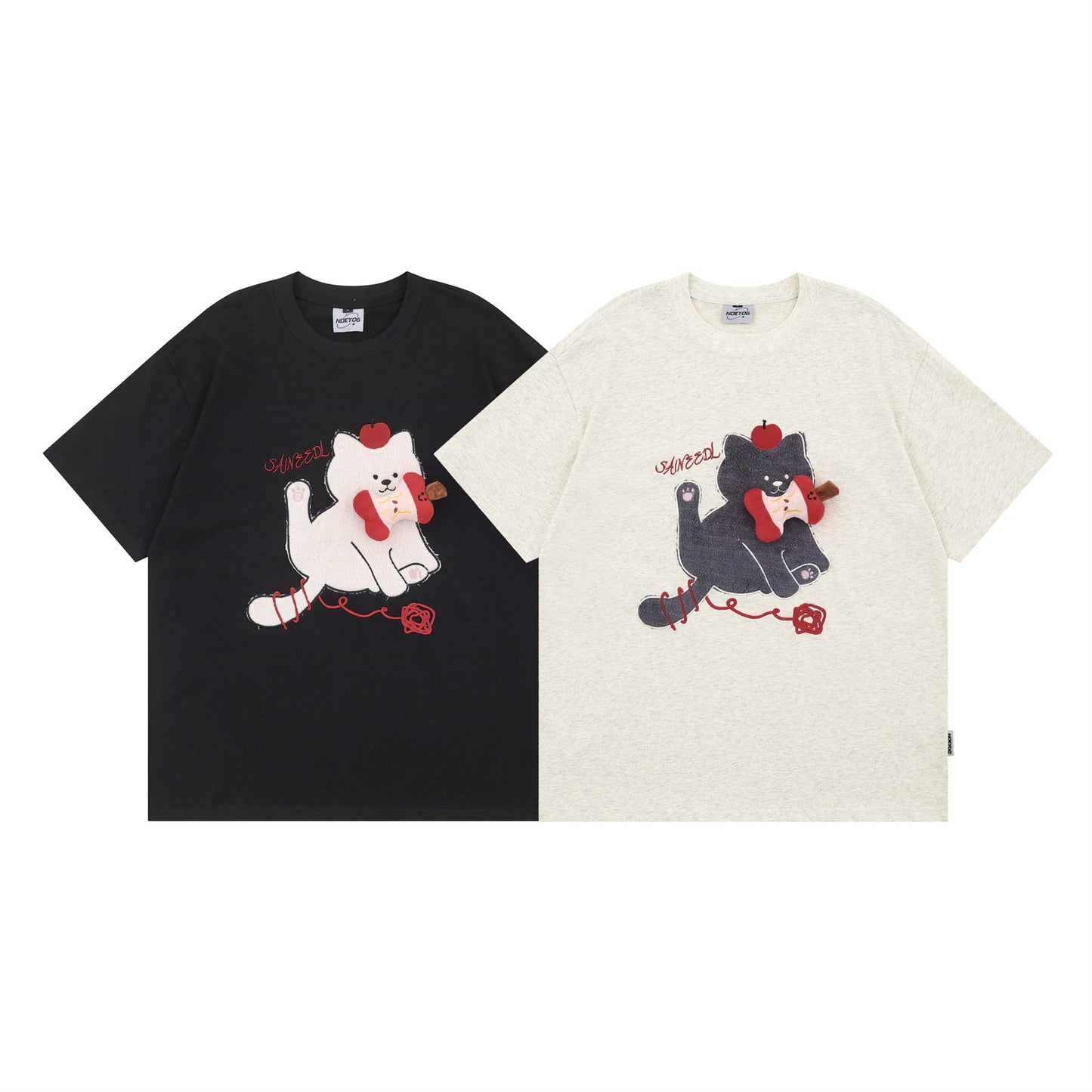Playful Kitten Graphic Short Sleeved T-Shirt