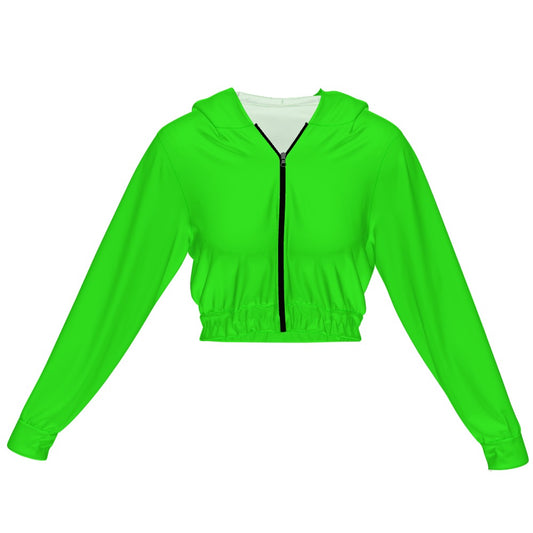 Highlighter Green Women's Chiffon Cropped Jacket
