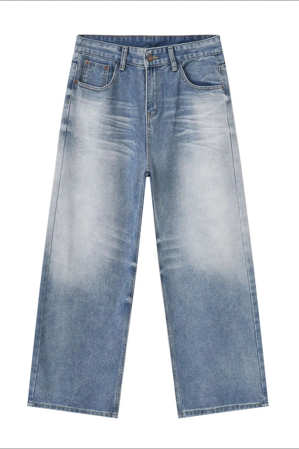 Wide Leg Jeans with Pockets - Harajuku Style