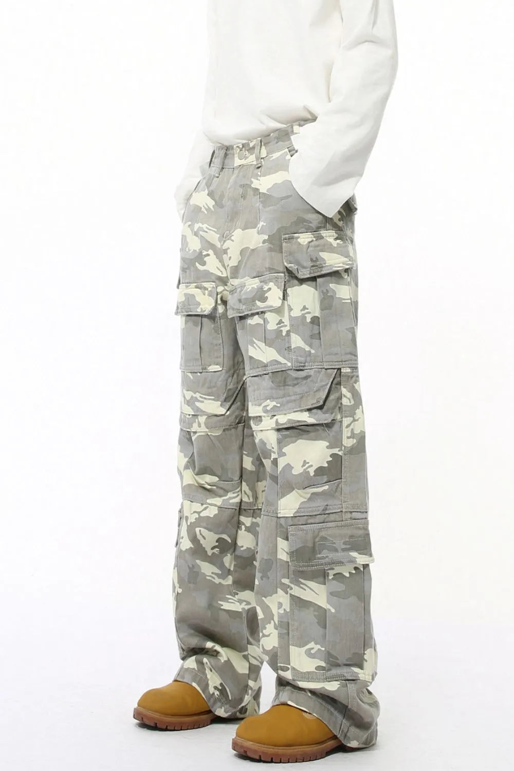 Men's Camo Straight Cargo Jeans - Harajuku Street Style