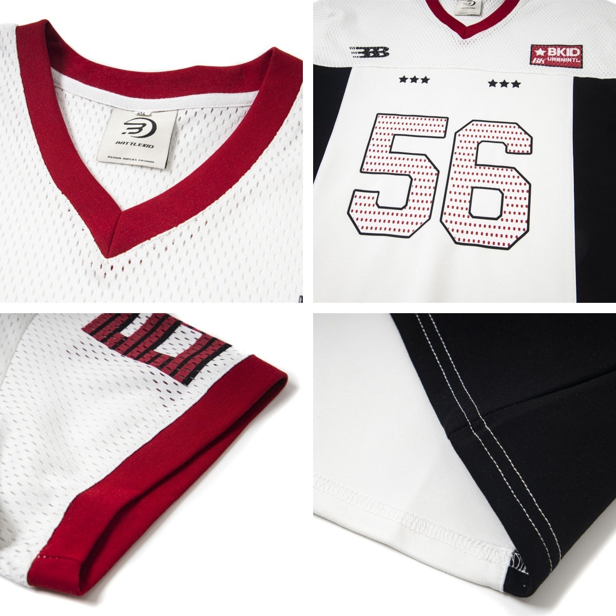 Unisex Letter & Number Print V-Neck Sports Jersey
