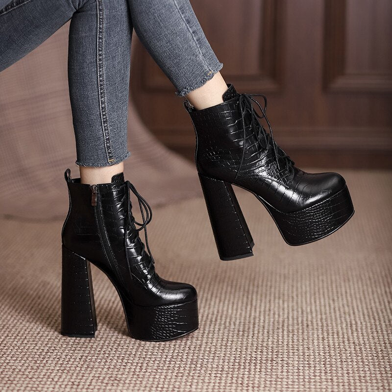 Harajuku Style Genuine Leather Ankle Boots for Women