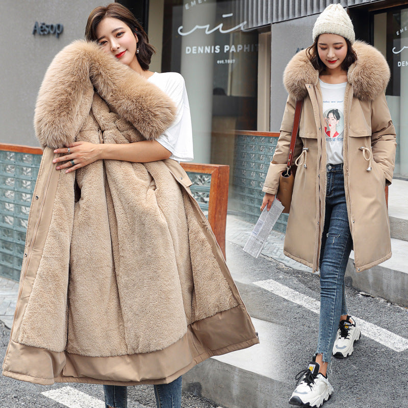 Korean Harajuku Big Fur Collar Fleece Jacket for Women