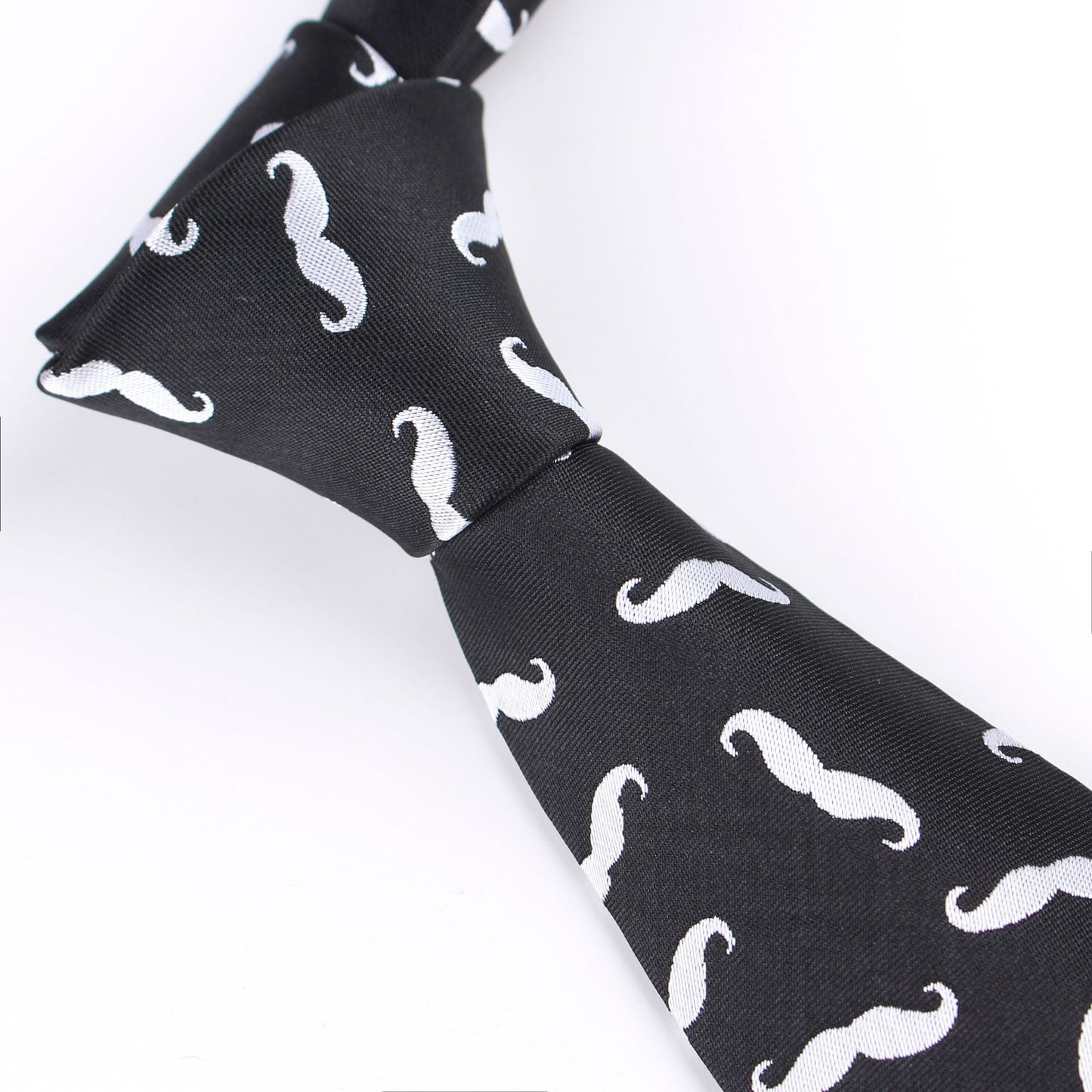 6cm Narrow Tie Unisex Jacquard Polyester Black And White Cartoon Beard Funny Tie