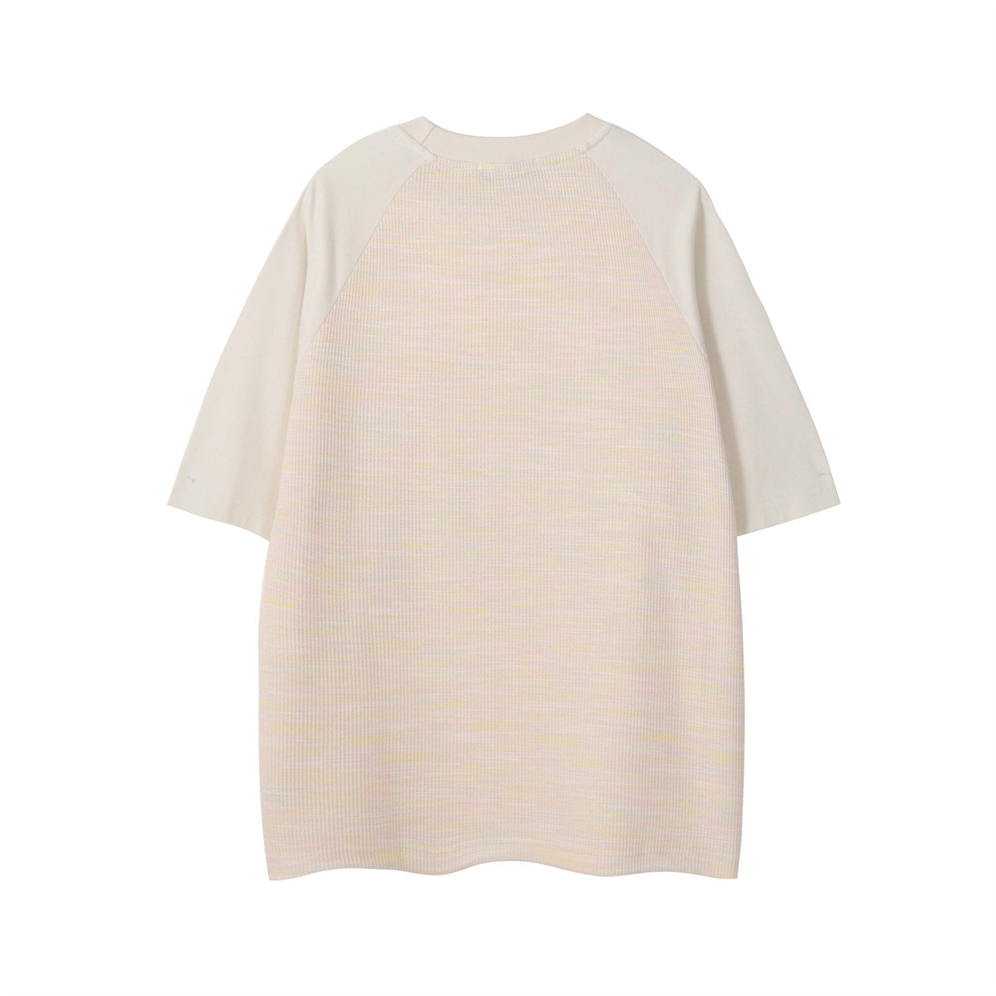 Letter Embroidery Splicing Waffle T-Shirt