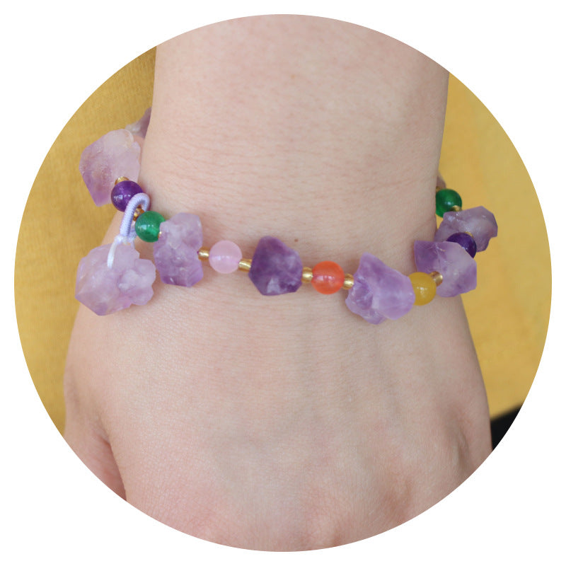Lavender Amethyst Raw Stone Bracelet - Harajuku Style