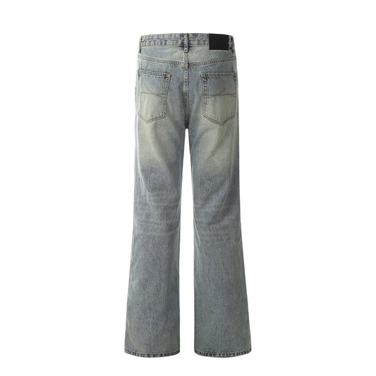 Punk Retro Distressed Denim Flare Pants for Men