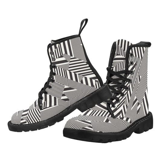 Black and White Zig Zag Canvas Boots