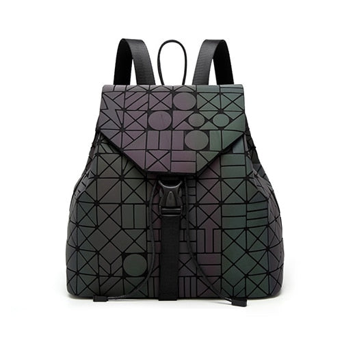 Luminous Geometric Plaid Sequin Backpack for Women