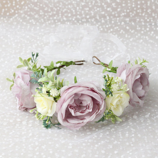 Korean Style Peony Flower Crown Headband