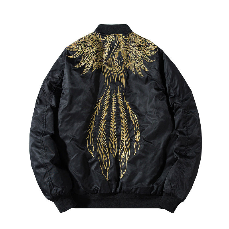 Harajuku Yankou High Street Phoenix Embroidery Flight Jacket - Bold Street Style Apparel
