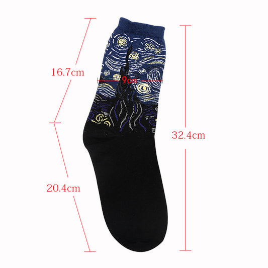 3D Retro Starry Night Art Socks – Unisex Funny Vintage Design