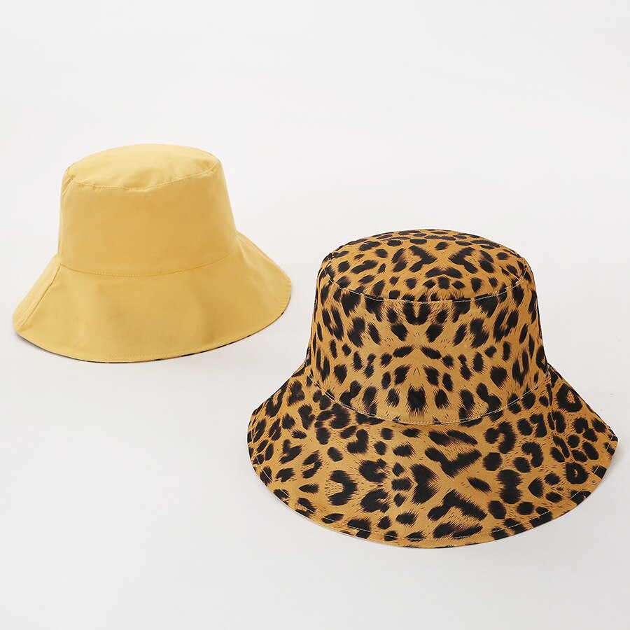 Reversible Two-Sided Leopard Black Bucket Hat