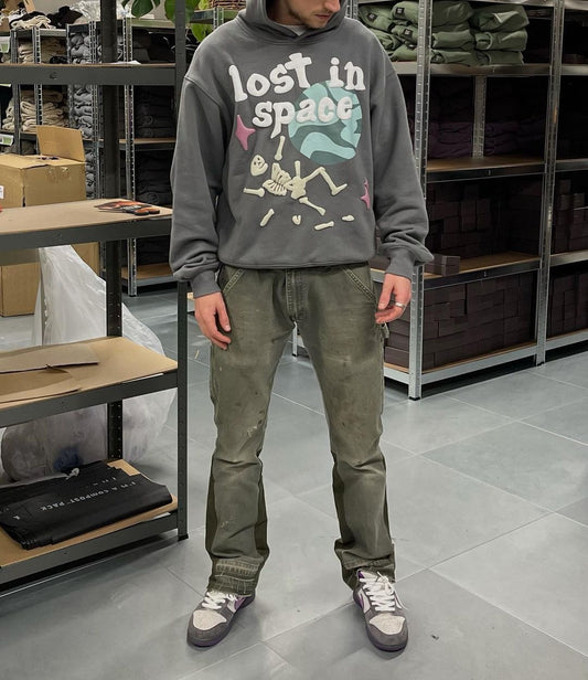 Harajuku Style Retro Graffiti Foam Letter Printing Hoodie