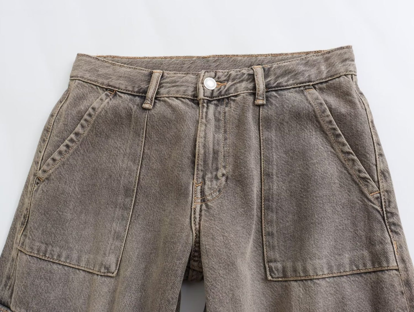 Y2K High Waist Wide Leg Denim Cargo Pants for Women