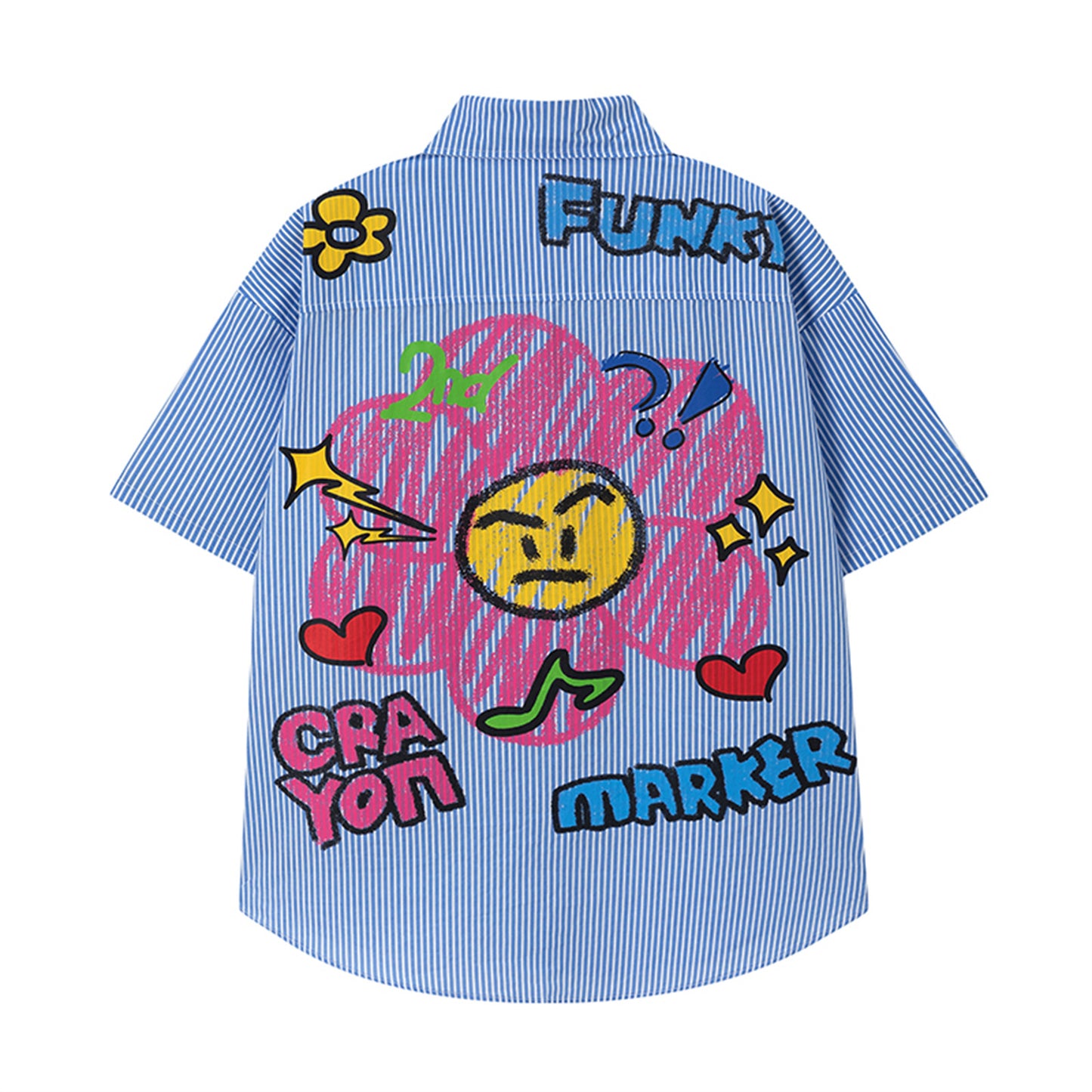 Fun Graffiti Stripe Short Sleeve Shirt
