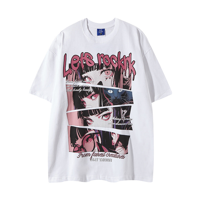 Comic Girl Print Loose Fit T-Shirt for Men