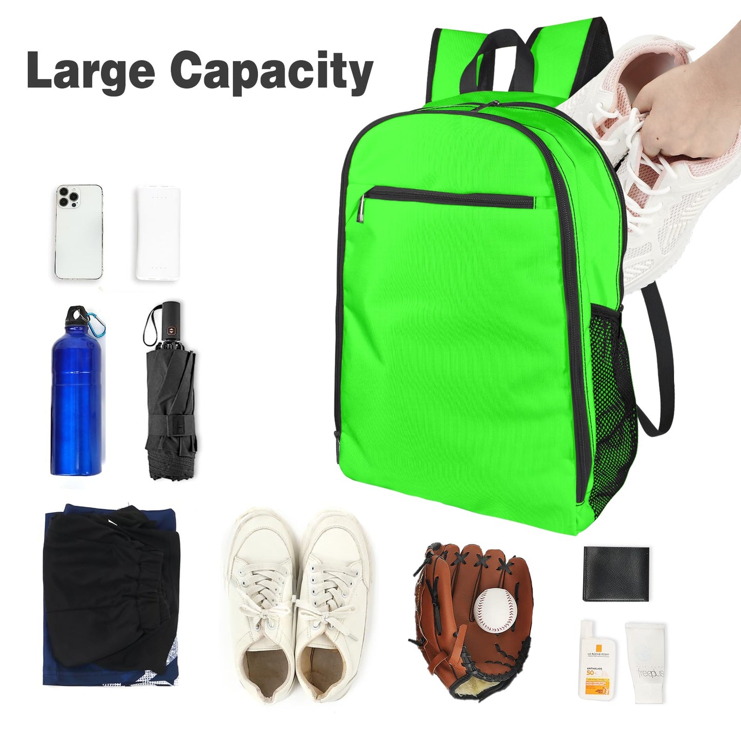 Lime Green All Over Print Leisure Sports Backpack
