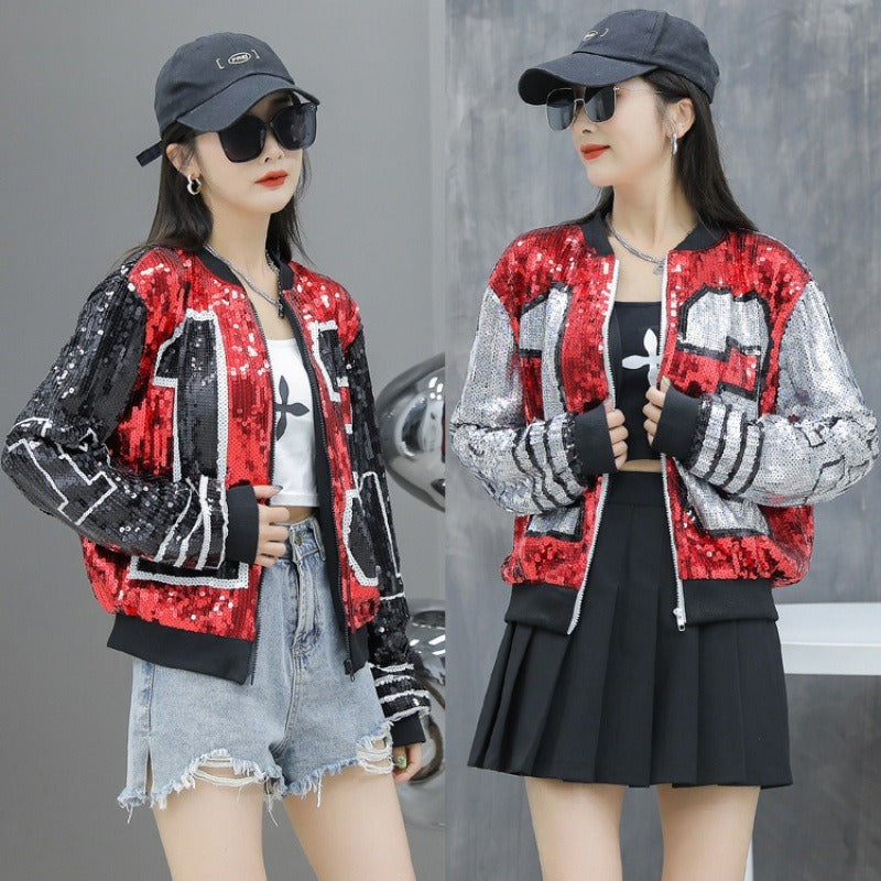 Harajuku Sequin Baseball Jacket